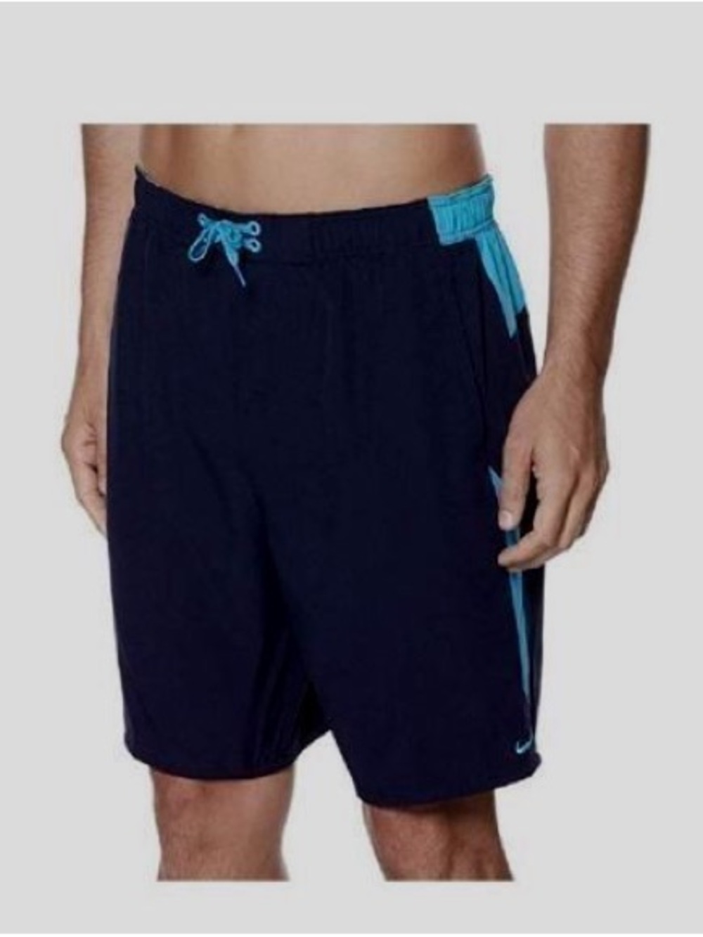 MENS NIKE SWIM TRUNKS/ VOLLEY SHORTS NAVY BLUE—SIZE MED